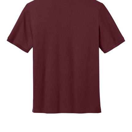 Nantucket Red polo shirt back view – men’s wrinkle-free work polo.