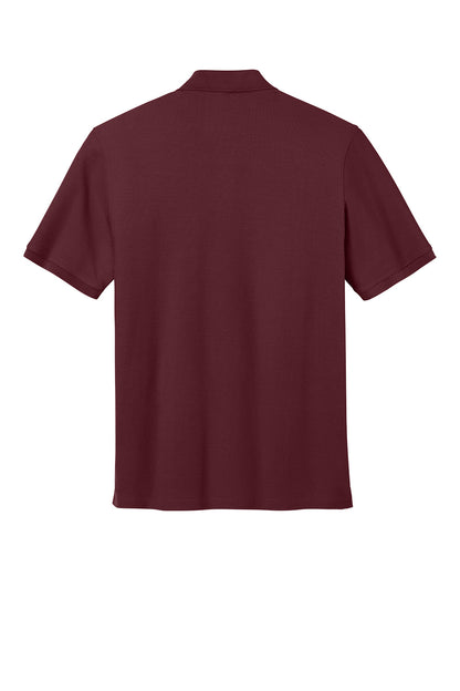 Port Authority® pocket polo shirt in burgundy, short sleeve corporate uniform shirt with a front pocket and collar.