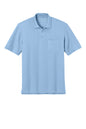 Port Authority® short sleeve pocket polo shirt in cloud blue with front pocket, displayed flat.