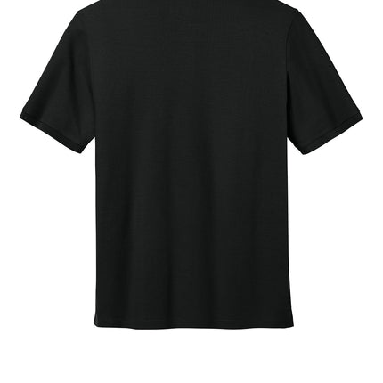 Black polo shirt back view – men’s classic short sleeve polo shirt.