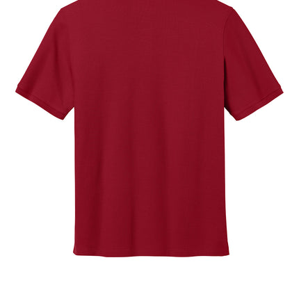 Red polo shirt back view – men’s athletic breathable polo.