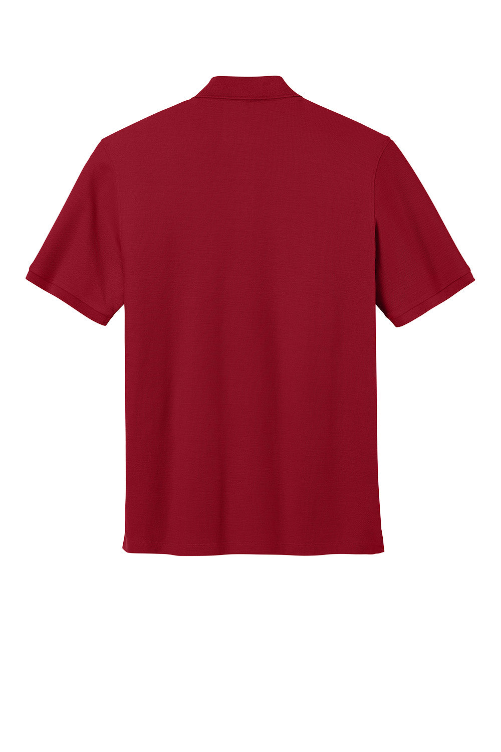 Port Authority short sleeve pocket polo shirt in rich red, shown from the back view, ideal for corporate uniforms.