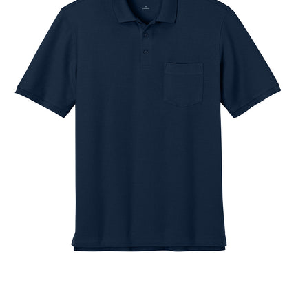 Navy blue polo shirt front view – men’s business casual collared polo.
