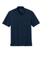Port Authority® short sleeve pocket polo shirt in river blue and navy, featuring a flat front and classic polo style.
