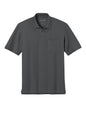 Port Authority® short sleeve pocket polo shirt in storm grey, flat front view, showing classic polo collar and chest pocket.