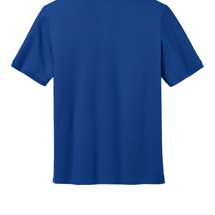 Blue polo shirt back view – men’s casual collared polo shirt.