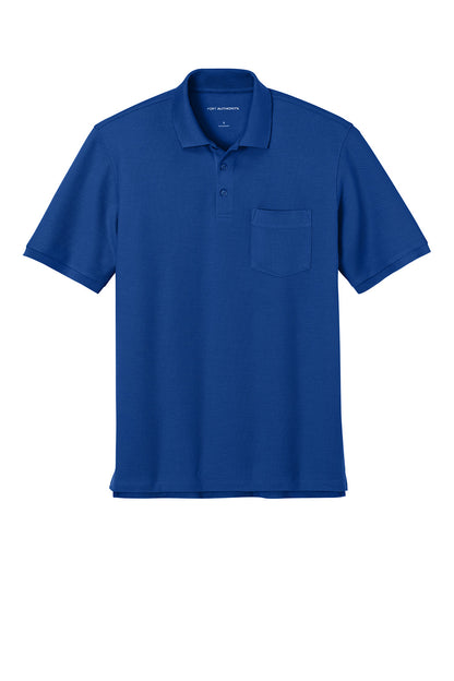 Port Authority® short sleeve pocket polo shirt in true royal blue, flat front view, ideal for corporate uniforms