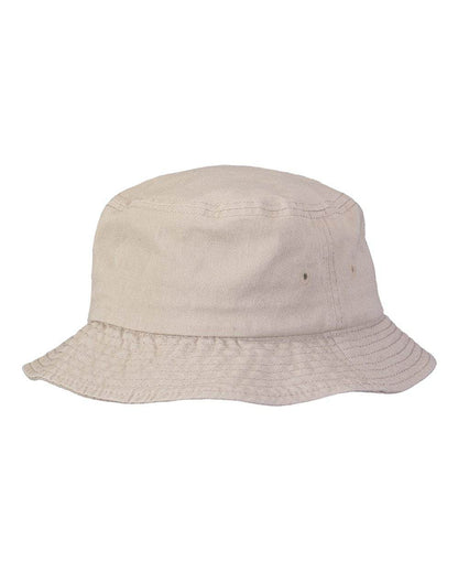 Khaki bucket hat by Print-View featuring a stylish printed design, perfect for casual wear and customizable options.