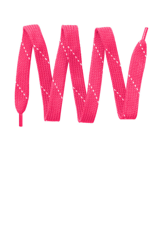 Neon pink Sport-Tek® lace from Print-View, showing detailed close-up of the vibrant, flexible shoelace material.