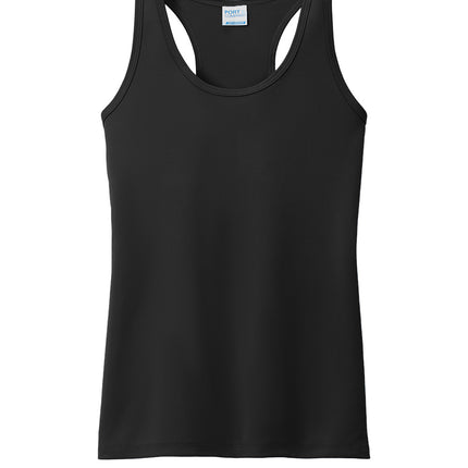 Port & Co Women’s Performance Tank front view - black - lightweight moisture-wicking athletic tank personalized by Print-View