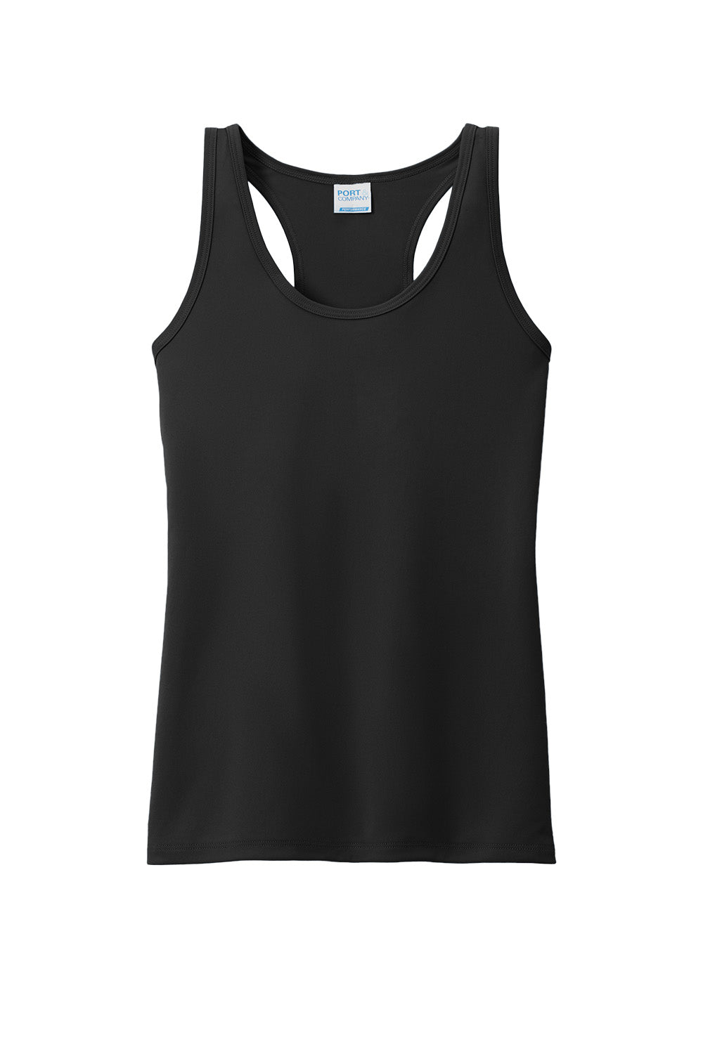 Black Port & Co™ Women's Performance Tank top with a flat front, designed for active wear, by Print-View.