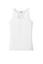 White Port & Co™ women's performance tank top with a flat front, made by Print-View, displayed on a flat background.