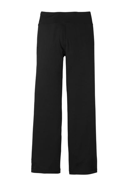 Black Sport-Tek Women's NRG Fitness Pant with flat back design, made by Print-View, shown laid flat for display.