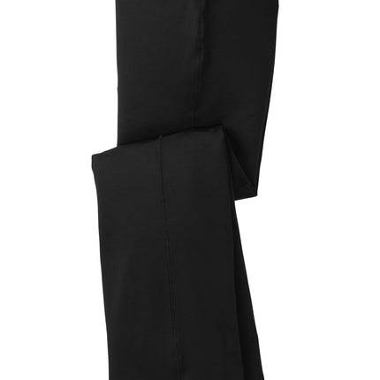 Black Sport-Tek Women's NRG Fitness Pant with flat front design, made by Print-View, ideal for active and casual wear.