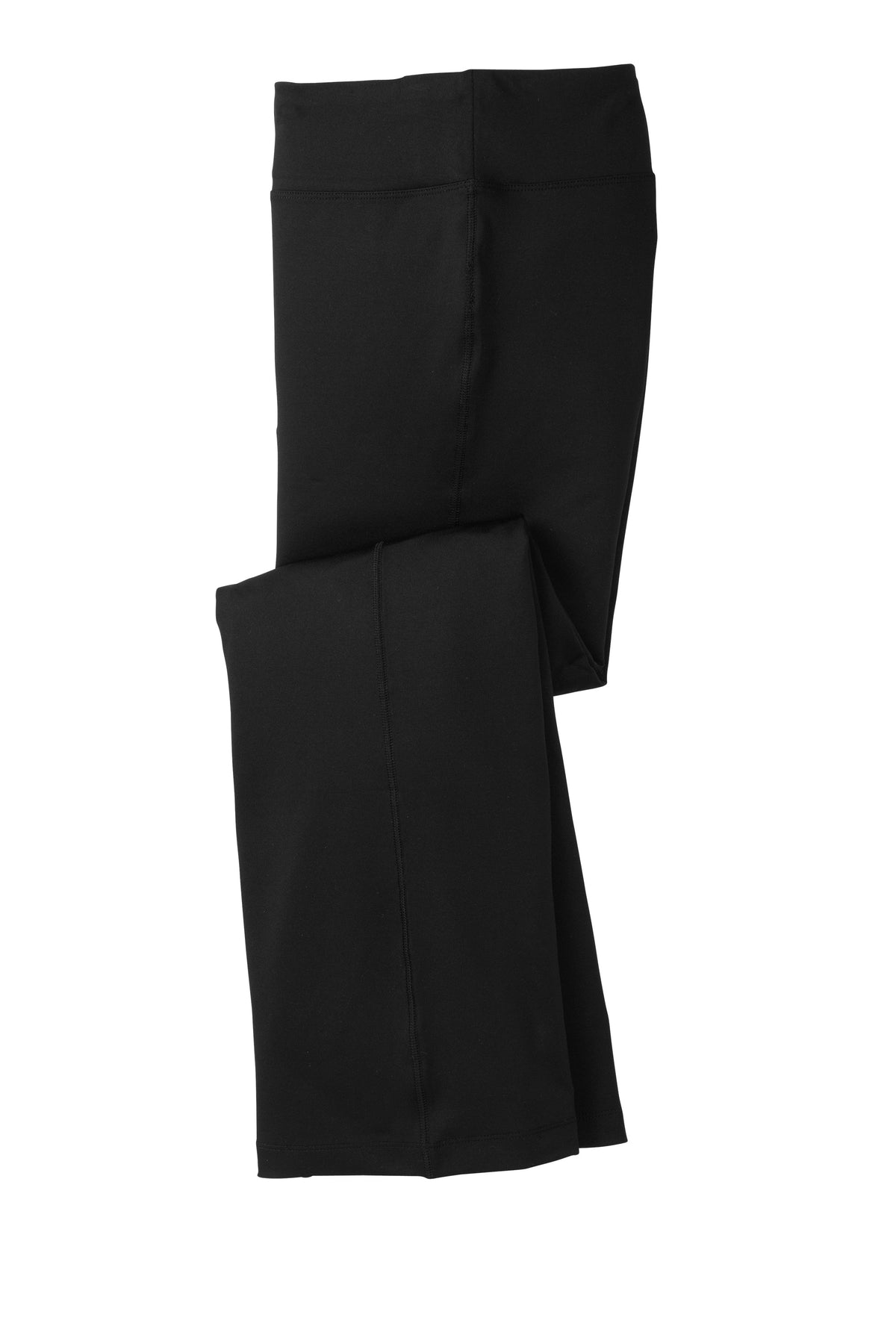 Black Sport-Tek Women's NRG Fitness Pant with flat front design, lightweight athletic fabric, and comfortable fit.