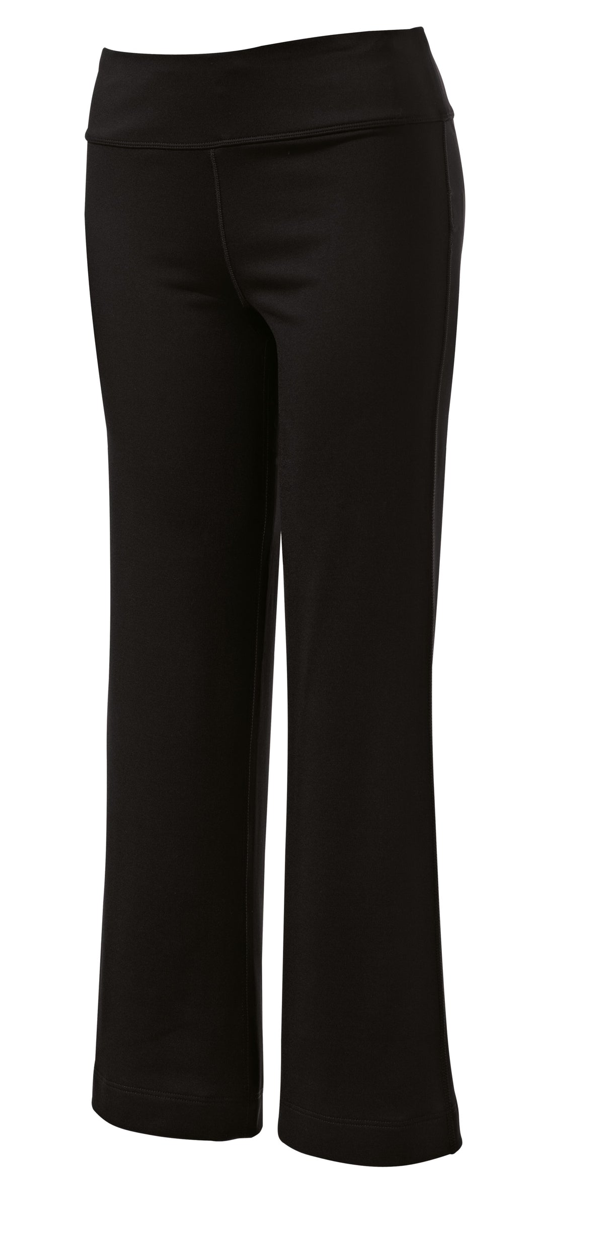 Print-View Sport-Tek Women's NRG Fitness Pant in black, featuring a relaxed fit, elastic waistband, and athletic style for active wear.