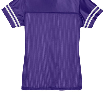 Sport-Tek Womens PosiCharge Replica Jersey red back view – show customizable back for names & numbers | Print-View