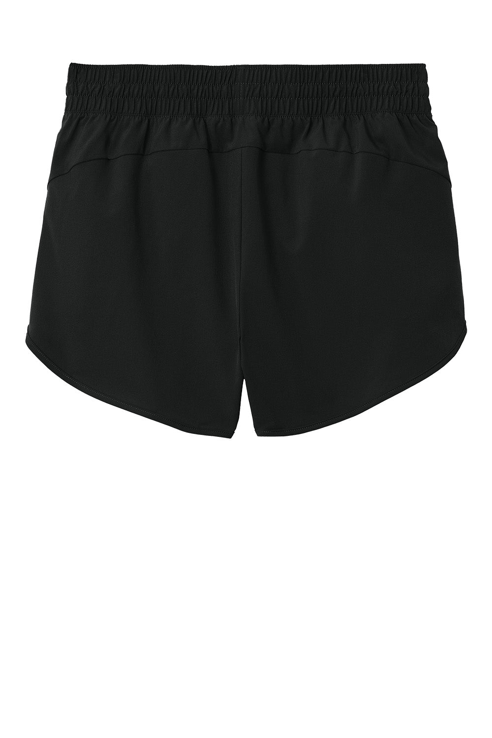 Black Sport-Tek women's Repeat Swift short pant with flat back design, suitable for athletic and casual wear.
