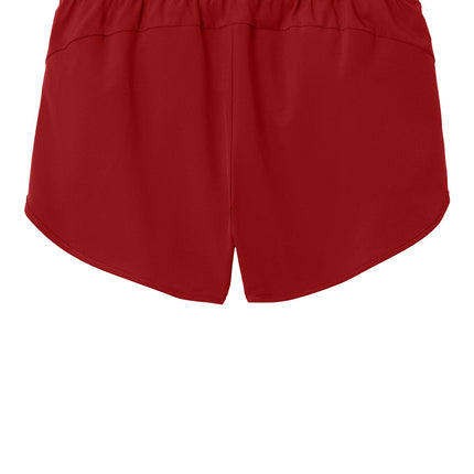 Sport-Tek Women’s Repeat Swift Short front view — purple; 3-inch inseam, moisture-wicking mesh panels and side pockets (Personalized option).