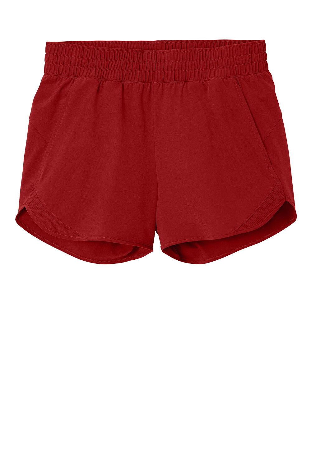 Deep red Sport-Tek® Women’s Repeat Swift short pant with flat front, casual athletic style, by Print-View.