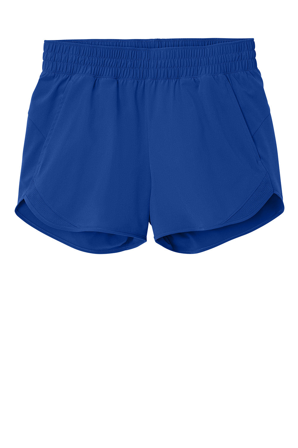 Print-View Sport-Tek® women’s Repeat Swift short pant in true royal blue, flat front design, lightweight athletic shorts.
