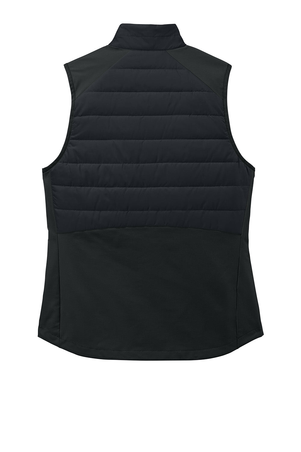 Black Sport-Tek® Women’s Teknical Hybrid vest with lightweight, breathable fabric and a sleek flat-back design.