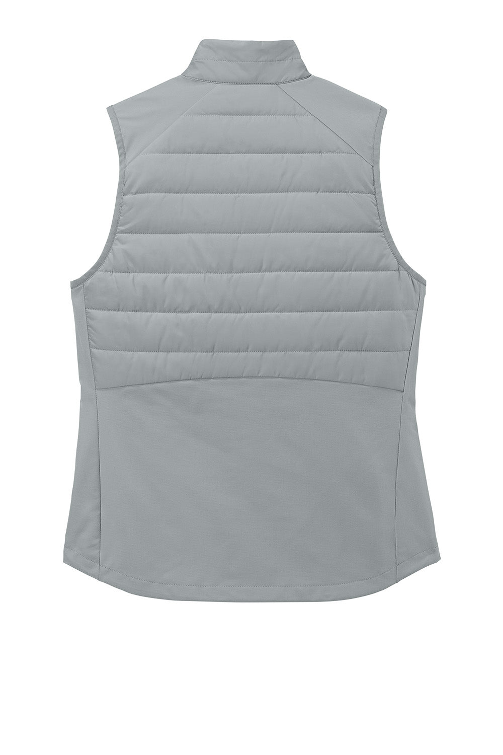 Silver Sport-Tek Women's Teknical Hybrid Vest with a flat back, lightweight and versatile for active wear.