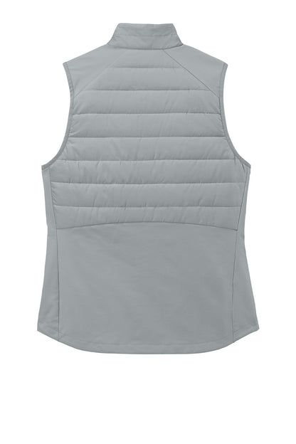 Silver Sport-Tek Women's Teknical Hybrid Vest with a flat back, lightweight and versatile for active wear.