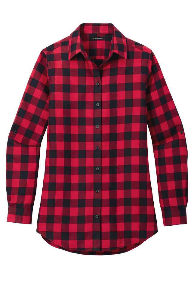 Women’s Plaid Flannel Tunic in Red/Black – Front View