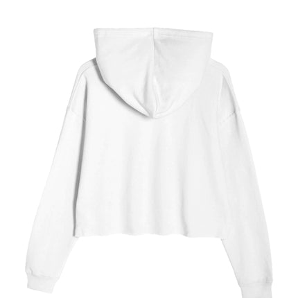 White Crop Top Hoodie at Print View