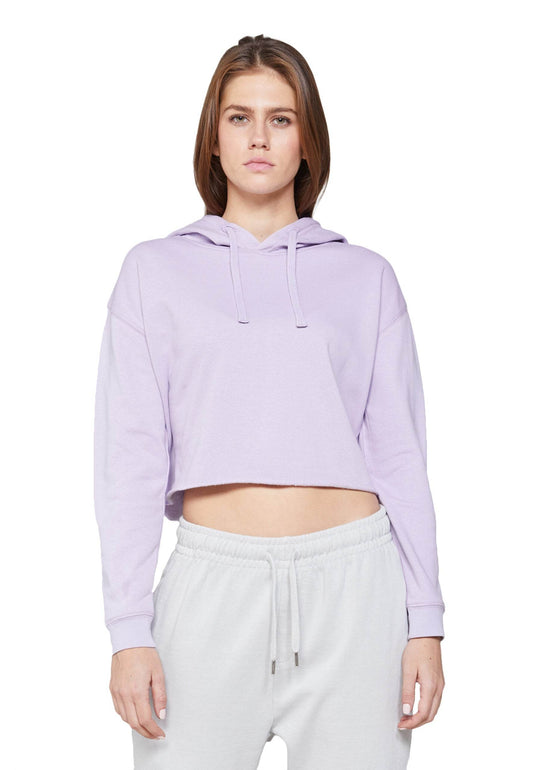 Lilac Lane 7 crop top hoodie featuring a front view, casual style, and comfortable fit, perfect for customizable fashion.