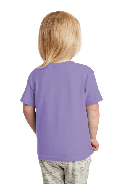 Lavender toddler fine jersey T-shirt made of soft cotton by Rabbit Skins, shown from the back. Ideal for kids' casual wear.
