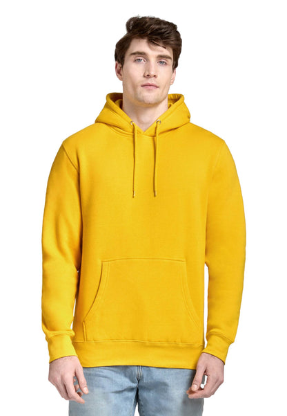 Unisex lemon yellow Lane 7 plain premium hoodie with print view, showcasing a comfortable pullover design and customizable options.