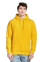 Unisex lemon yellow Lane 7 plain premium hoodie with print view, showcasing a comfortable pullover design and customizable options.