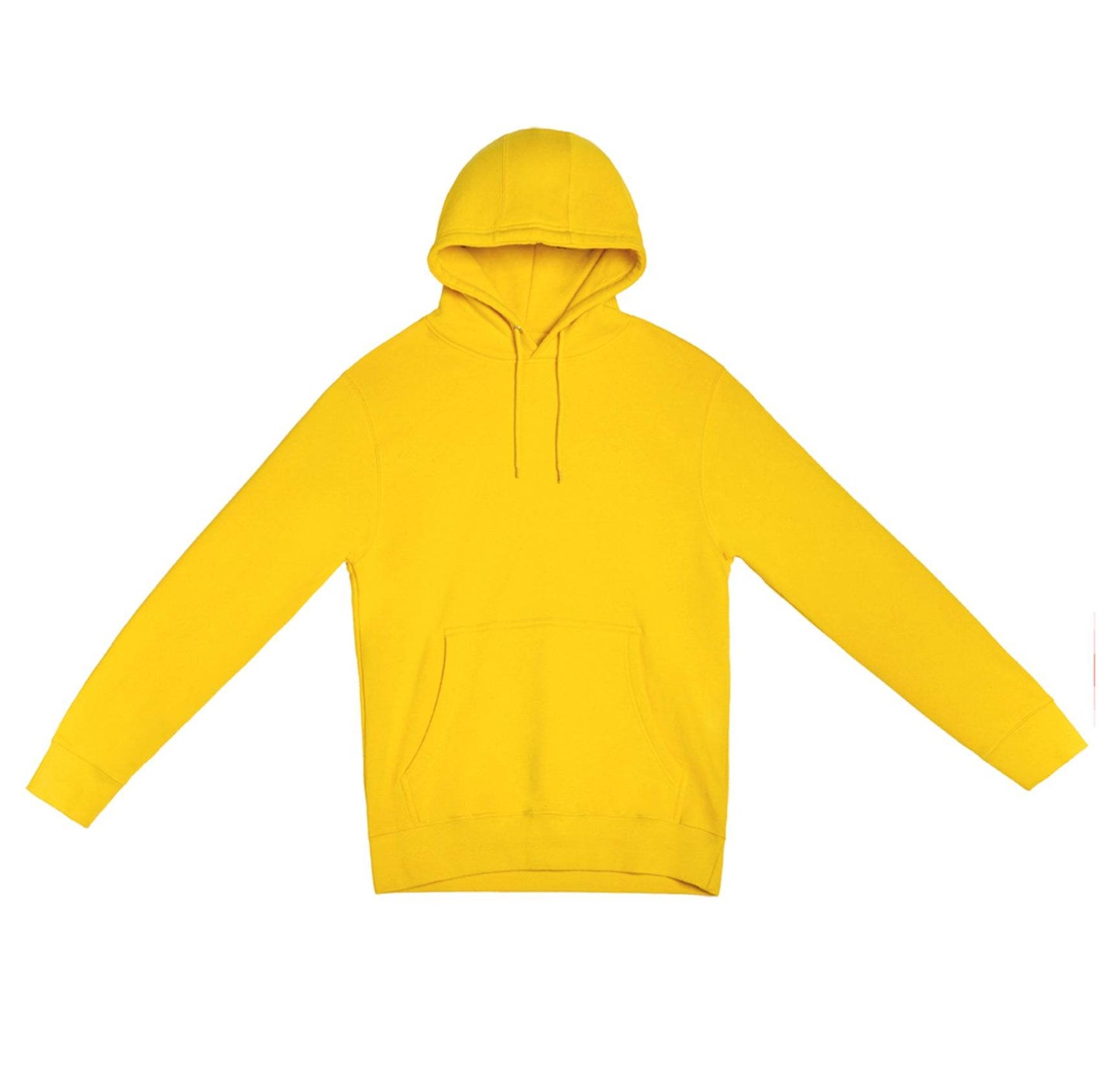 Yellow unisex Lane 7 plain premium hoodie with printed design, showcasing a comfortable pullover style in a bright lemon color.