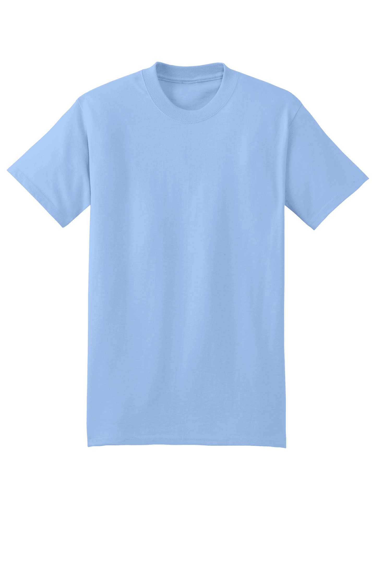 Light blue Hanes Beefy-T heavy cotton short sleeve T-shirt, customizable at print view, made from 100% cotton for comfort and durability.