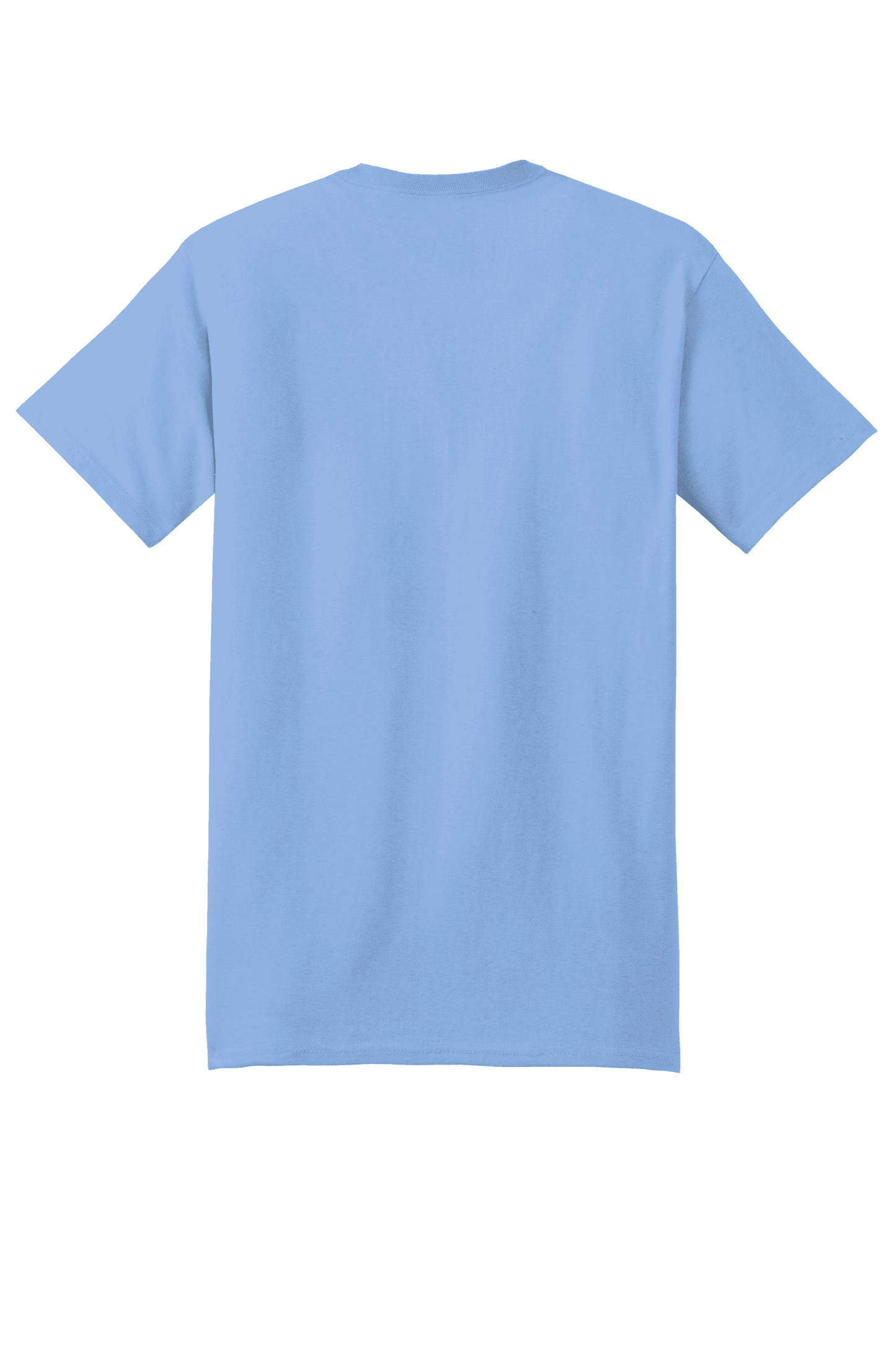 Light blue Hanes Beefy-T heavyweight 100% cotton short sleeve T-shirt shown from the back, customizable at print view.