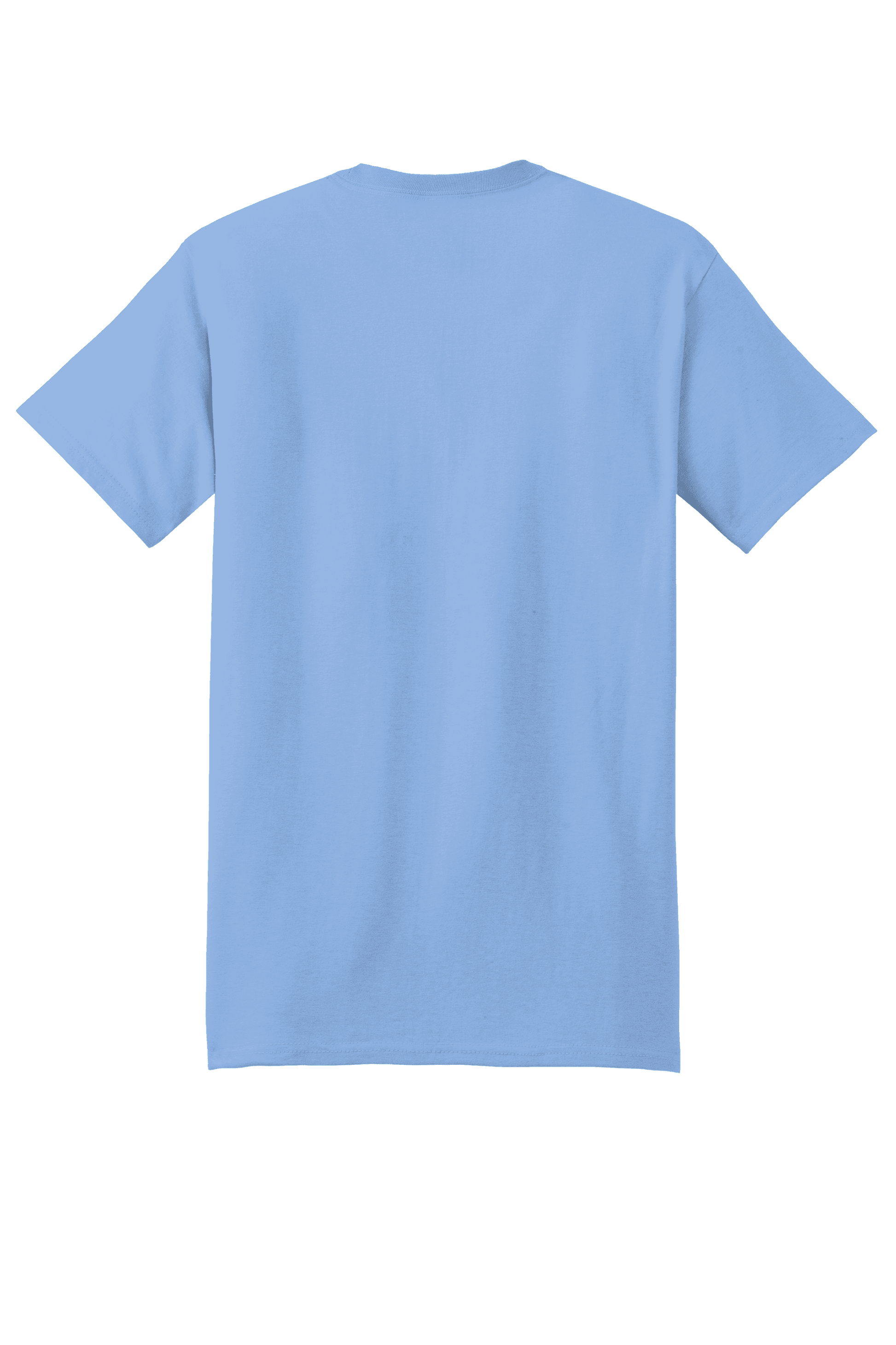Light blue Hanes Beefy-T heavyweight 100% cotton short sleeve T-shirt shown from the back, customizable at print view.