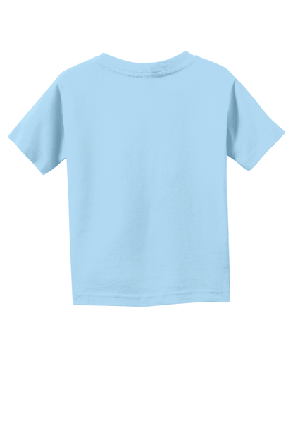 Light blue toddler's fine jersey cotton T-shirt by Rabbit Skins, soft and comfortable kid's custom T-shirt back view.