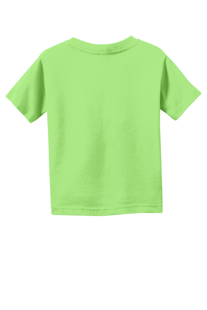 Lime green toddler fine jersey cotton T-shirt by Rabbit Skins, soft and comfortable kid's custom T-shirt, back view.