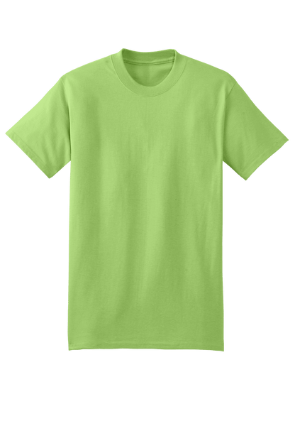 Hanes Beefy-T heavyweight 100% cotton lime short sleeve T-shirt, customizable at print view, showcasing a casual, comfortable fit.