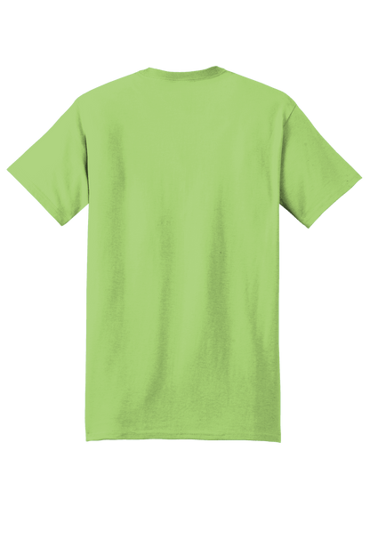 Hanes Beefy-T heavy-duty 100% cotton lime short sleeve T-shirt shown from back, customizable at print view.