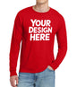 Red personalized long sleeve T-shirt by Print-View with custom printing or embroidery displayed from the front.