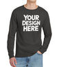 Charcoal Print-View custom long sleeve T-shirt with personalized embroidery, front view showing fit and fabric texture.