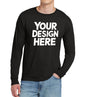 Black Print-View custom long sleeve T-shirt with personalized printing or embroidery, front view showing fitted design.