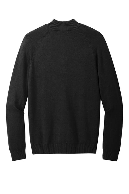 Deep black Mercer+Mettle® Easy-Care 1/4-Zip Sweater displayed flat, showing the back view and sleek, smooth fabric.