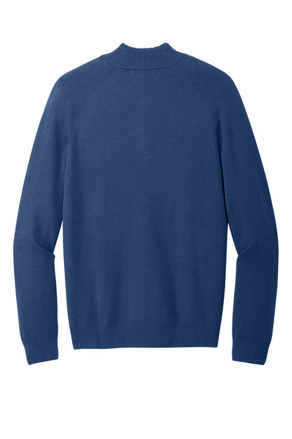 Mercer+Mettle® Easy-Care 1/4-Zip Sweater in insignia blue, flat back view showing soft fabric and sleek design.