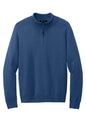 Mercer+Mettle easy-care 1/4-zip sweater by Print-View in insignia blue, flat front view showing soft knit fabric and classic fit.