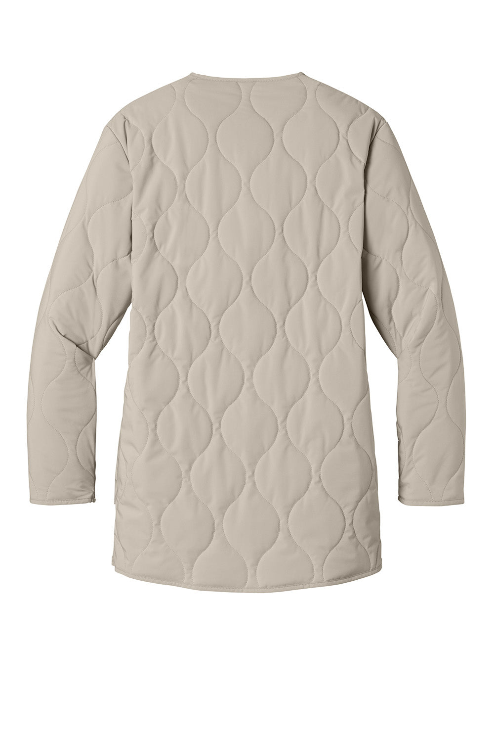 Print-View Mercer+Mettle women's quilted liner jacket in almond color, shown from the back with a flat view.