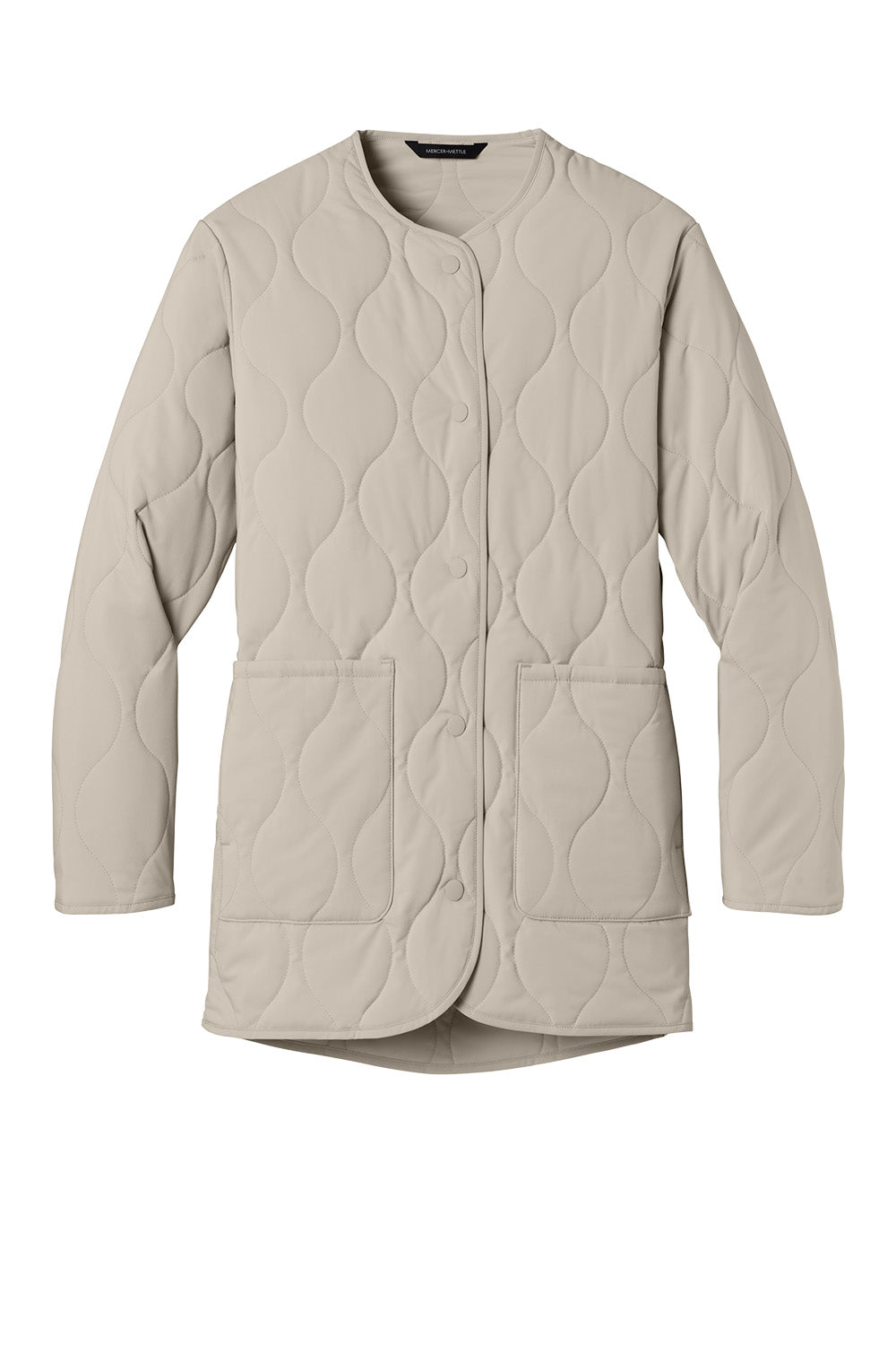 Print-View Mercer+Mettle women's quilted liner jacket in almond color, shown from the flat front view.